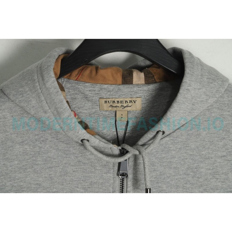 Burberry - 22FW Embroidered War Horse Hat Plaid Zipper Hoodie