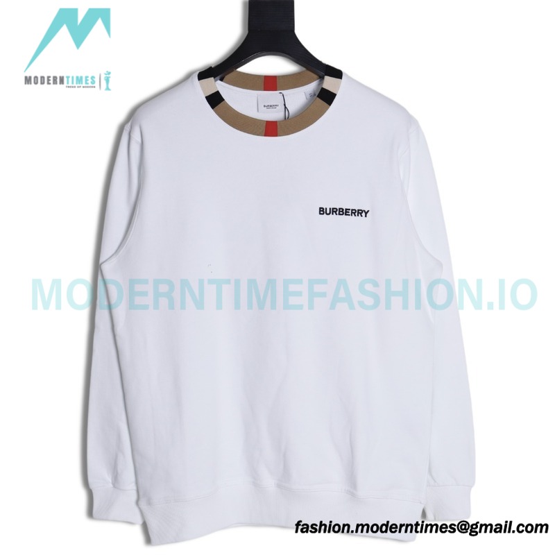 Burberry - Color Matching Round Neck Letter Embroidery Long Sleeve Hoodie