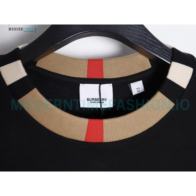 Burberry - Color Matching Round Neck Letter Embroidery Long Sleeve Hoodie