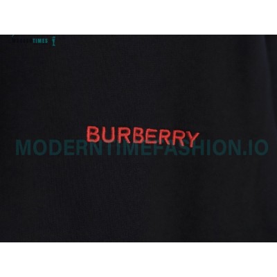Burberry - Color Matching Round Neck Letter Embroidery Long Sleeve Hoodie