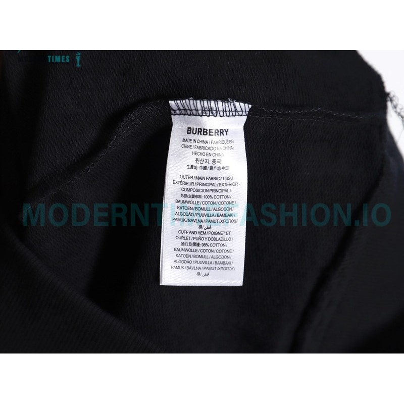 Burberry - Color Matching Round Neck Letter Embroidery Long Sleeve Hoodie