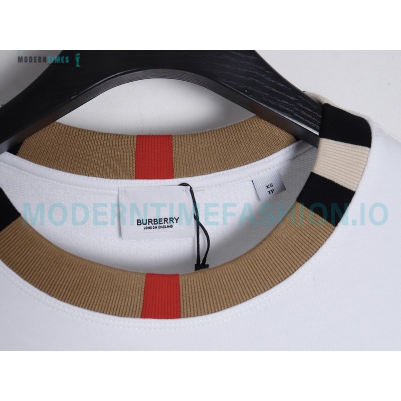 Burberry - Color Matching Round Neck Letter Embroidery Long Sleeve Hoodie