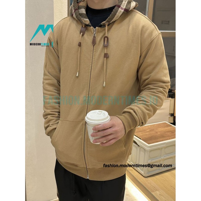 Burberry - 22FW Check Patchwork Zipper Hooded Coat