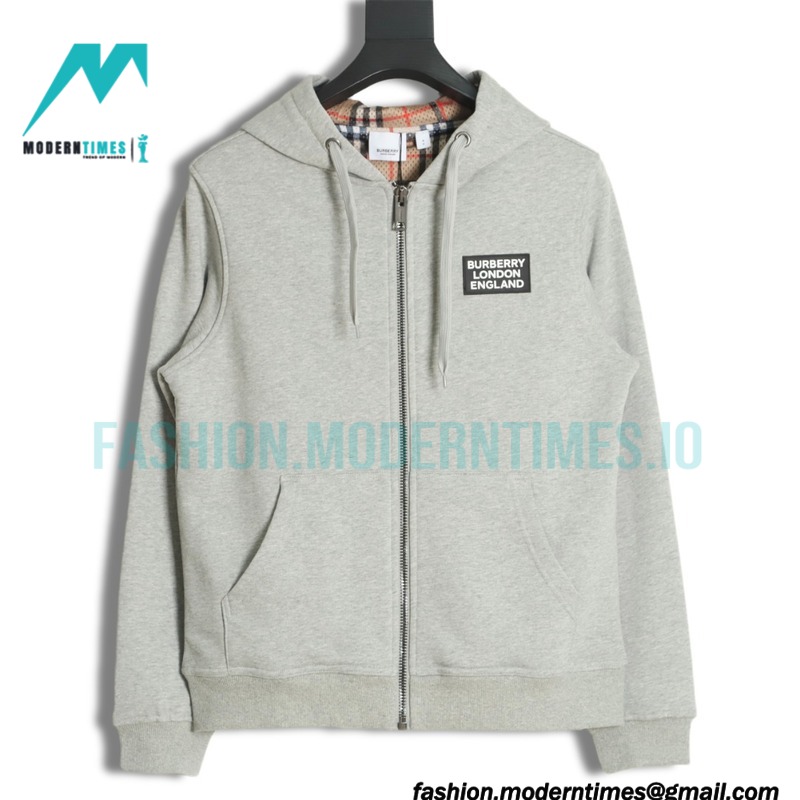 Burberry - 23FW New Blue And White Checked Hooded Jacket