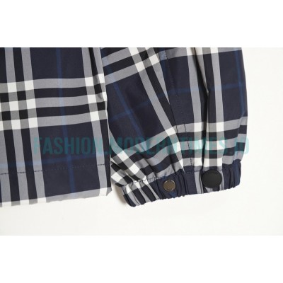 Burberry - 23FW New Blue And White Checked Hooded Jacket