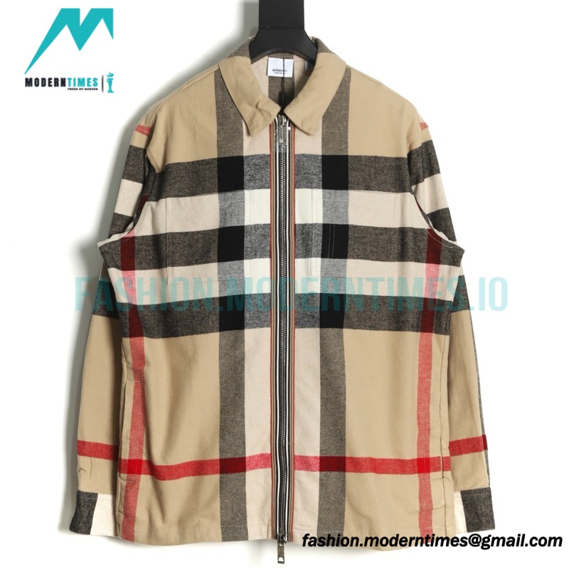 Burberry - 22FW Checked Wool Zipper Shirt Coat