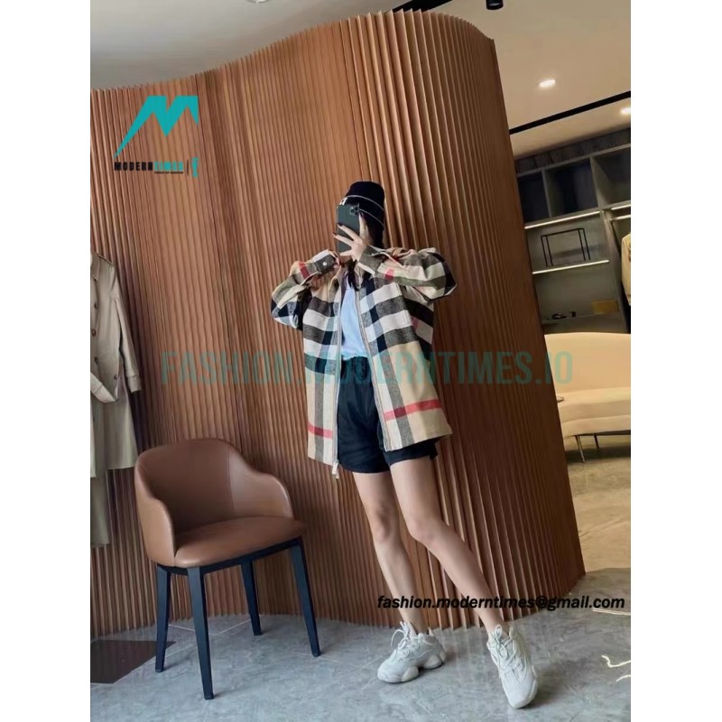 Burberry - 22FW Checked Wool Zipper Shirt Coat