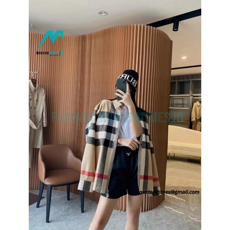 Burberry - 22FW Checked Wool Zipper Shirt Coat