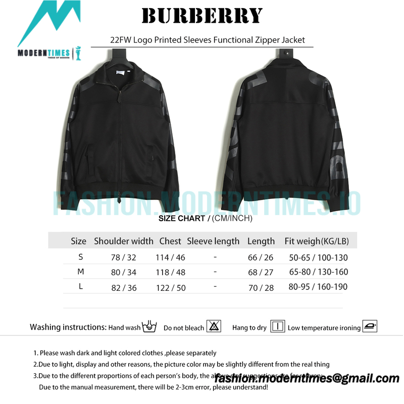 Burberry - 22FW Logo Printed Sleeves Functional Zipper Jacket