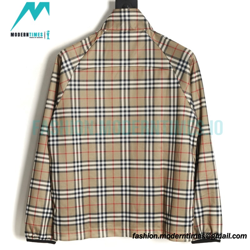 Burberry - Functional Plaid Stand Collar Thin Coat