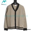 Burberry - 23FW Black And White Plaid V-neck Knit Sweater Cardigan
