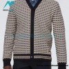 Burberry - 23FW Black And White Plaid V-neck Knit Sweater Cardigan