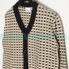 Burberry - 23FW Black And White Plaid V-neck Knit Sweater Cardigan