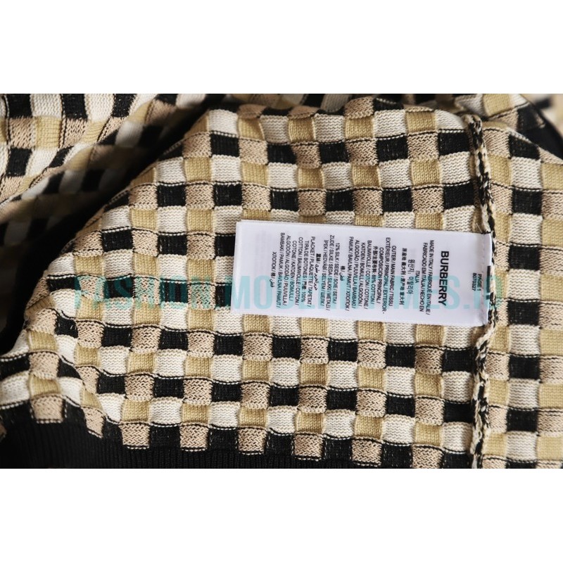 Burberry - 23FW Black And White Plaid V-neck Knit Sweater Cardigan