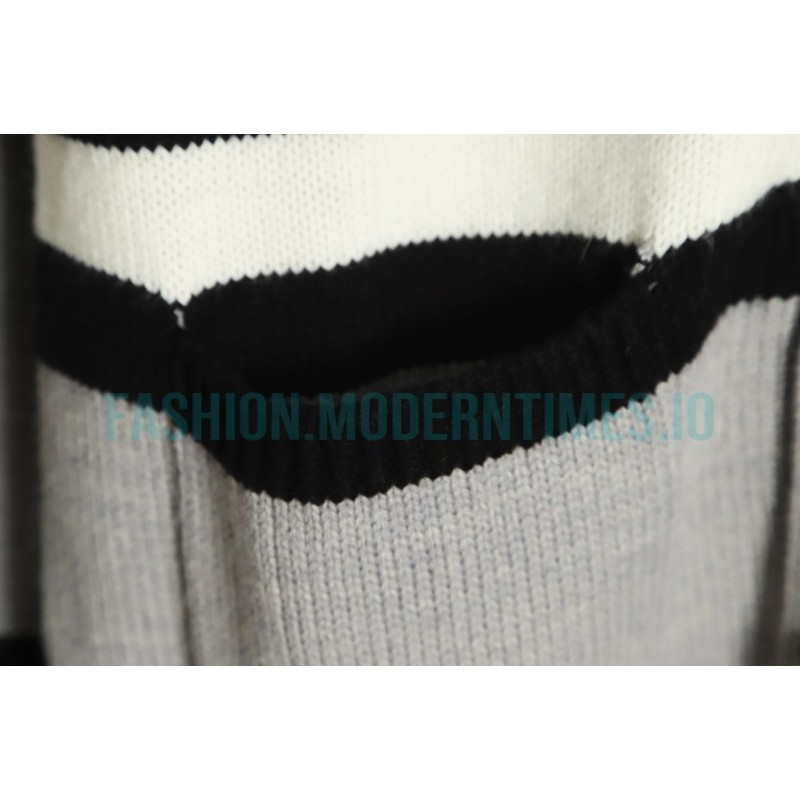 Burberry - 22FW POP Co-branded Inlaid Gray Striped Cardigan