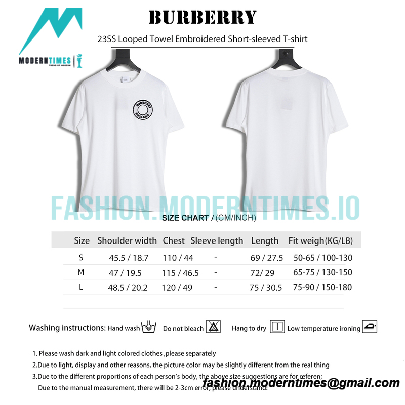 Burberry - 23SS Looped Towel Embroidered Short-sleeved T-shirt