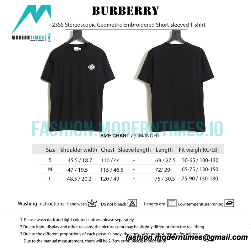 Burberry - 23SS Stereoscopic Geometric Embroidered Short-sleeved T-shirt