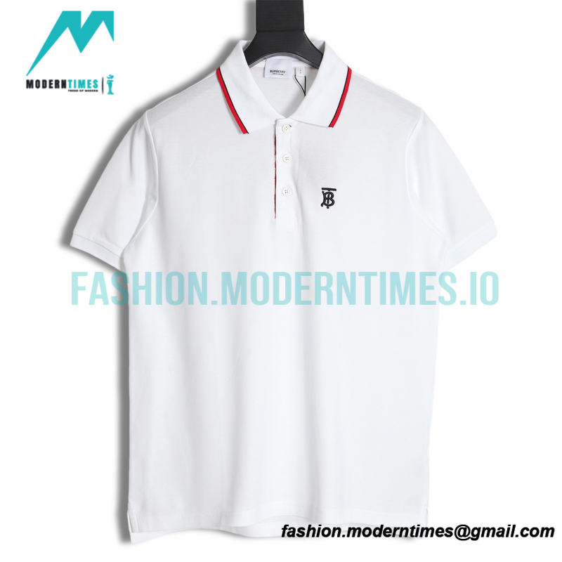 Burberry - Short-sleeved Polo With Red Trim