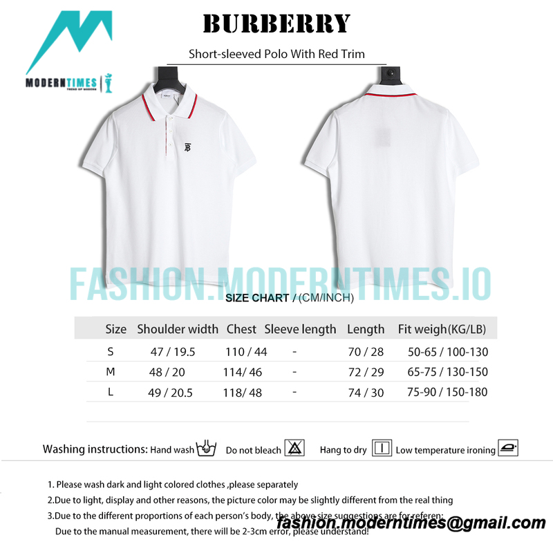Burberry - Short-sleeved Polo With Red Trim