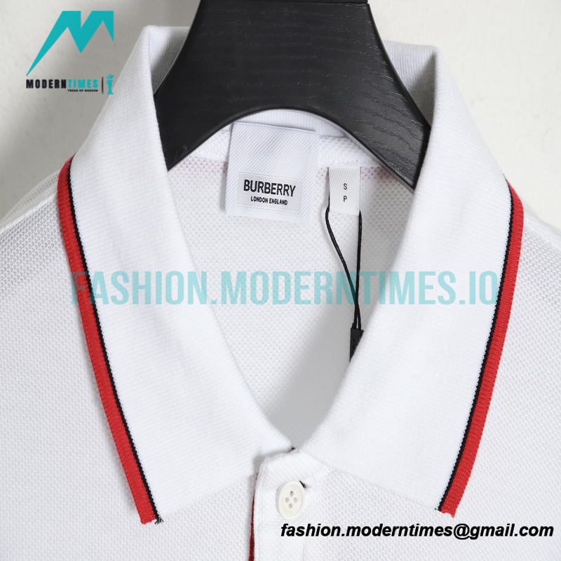 Burberry - Short-sleeved Polo With Red Trim