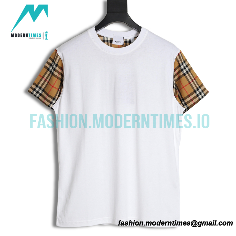 Burberry - Classic Plaid Sleeve Stitched Short Sleeve T-shirt