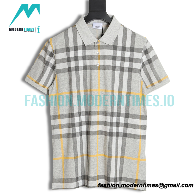 Burberry - Checked Lapel Short-sleeved Polo Shirt