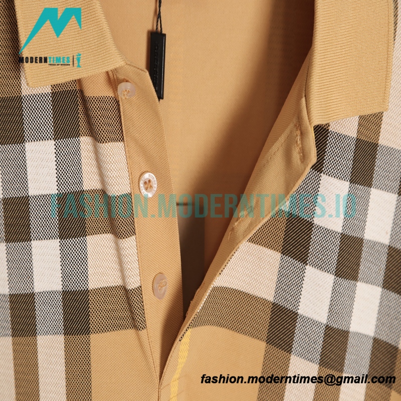 Burberry - Checked Lapel Short-sleeved Polo Shirt