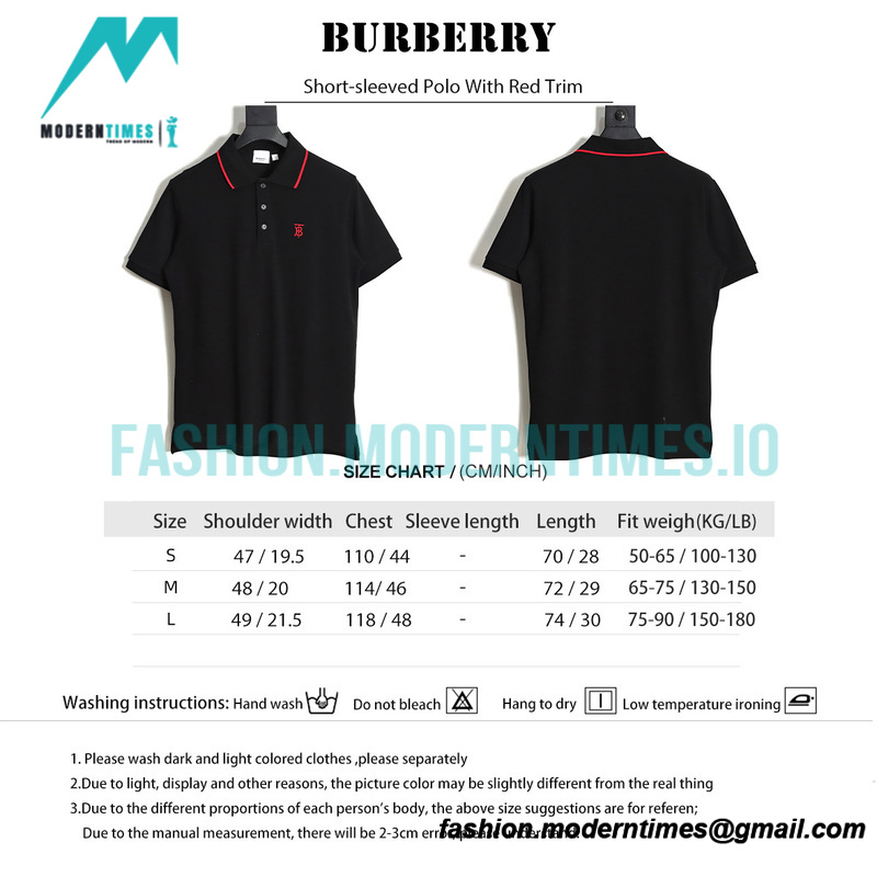 Burberry - Short-sleeved Polo With Red Trim