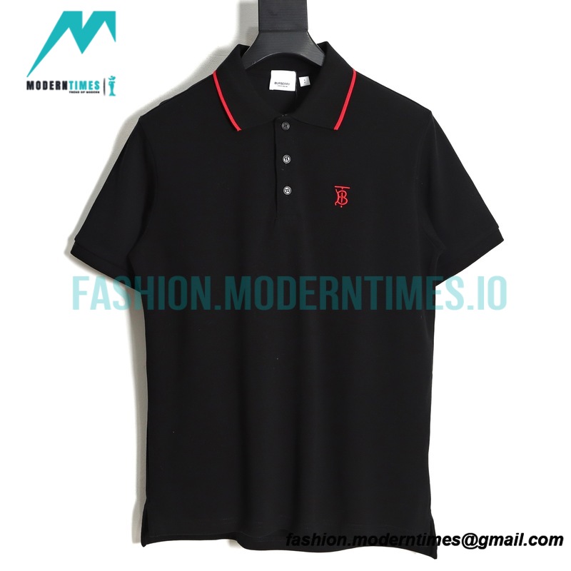 Burberry - Short-sleeved Polo With Red Trim