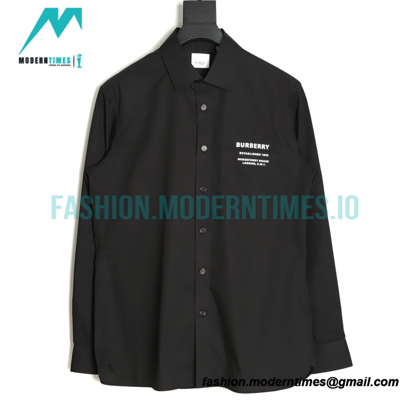 Burberry - 22SS Pocket Silicone Letter-printed Long-sleeved Shirt
