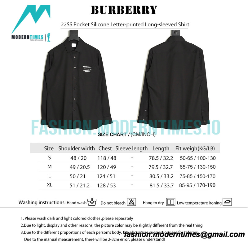 Burberry - 22SS Pocket Silicone Letter-printed Long-sleeved Shirt
