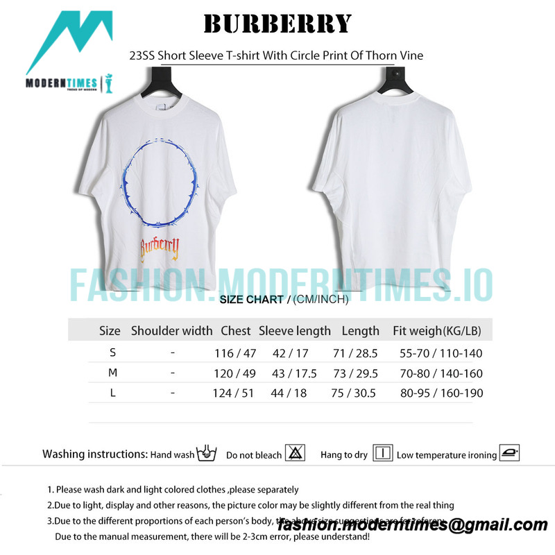 Burberry - 23SS Short Sleeve T-shirt With Circle Print Of Thorn Vine