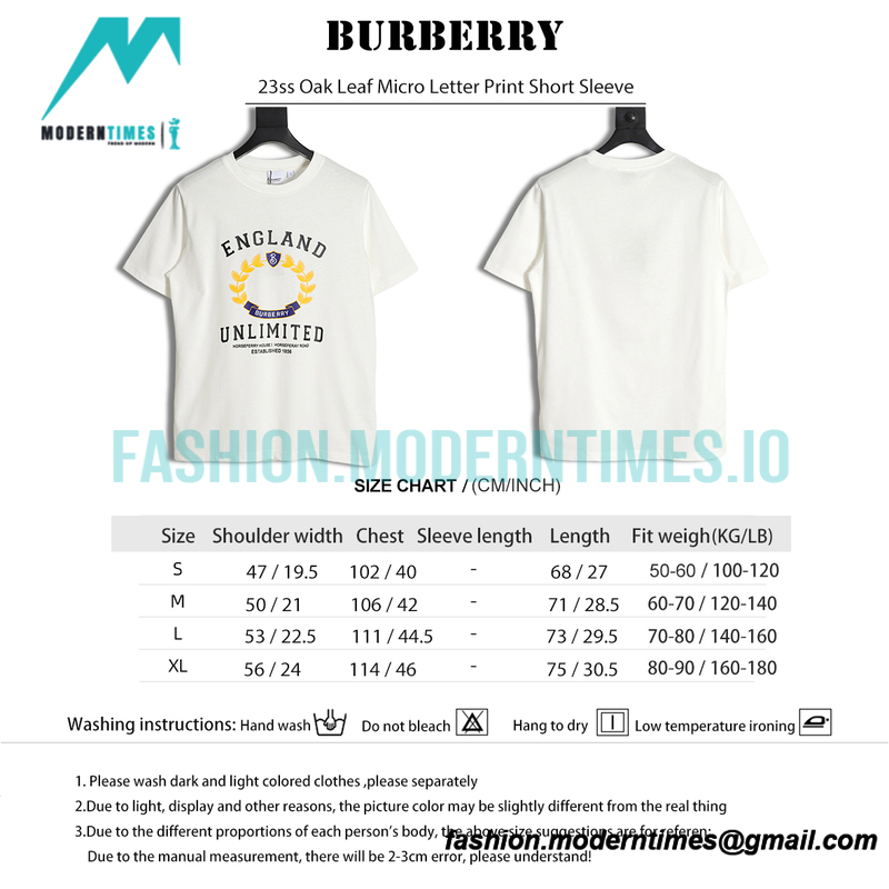 Burberry - 23SS Short Sleeve T-shirt With Embroidered Oak Leaf Logo