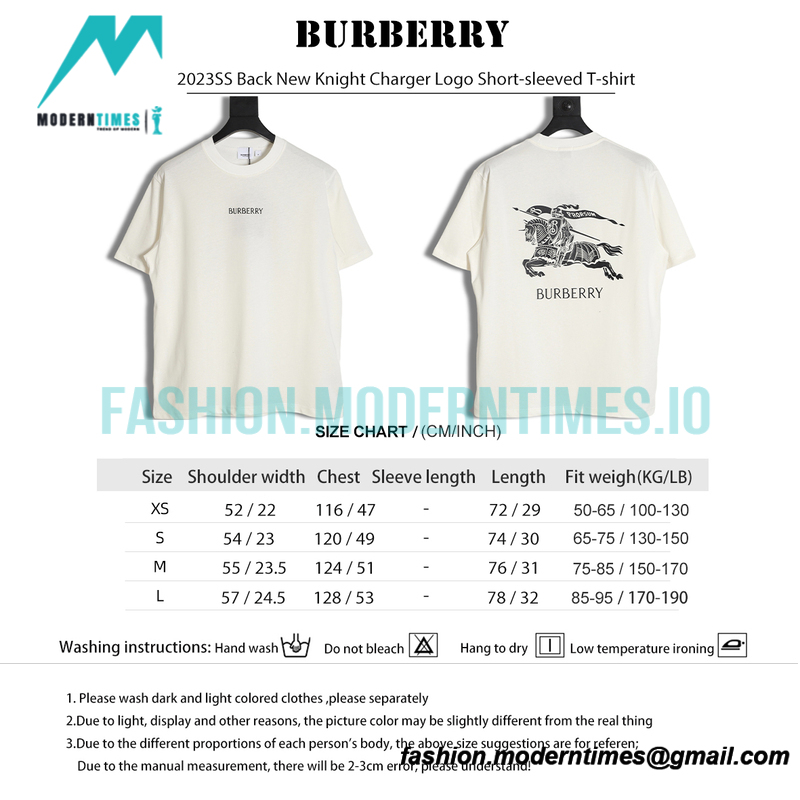 Burberry - 2023SS Back New Knight Charger Logo Short-sleeved T-shirt