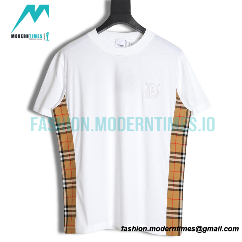 Burberry - Short Sleeved T-shirt With B Label Embroidery Stitched On The Chest