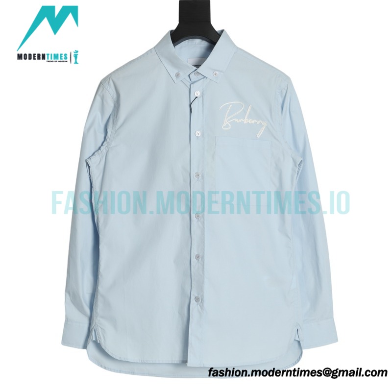 Burberry - 22FW Signature Embroidered Long Sleeve Shirt
