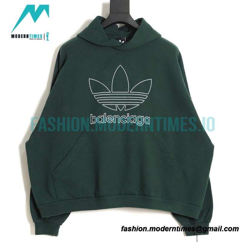  Balenciaga - Adidas Co-branded Embroidered Clover Hoodie 
