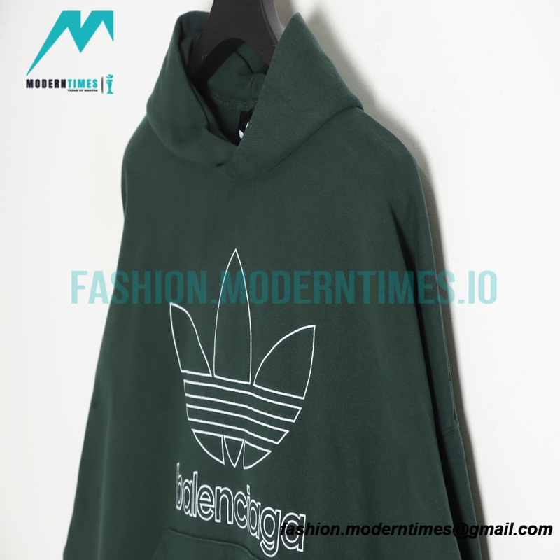  Balenciaga - Adidas Co-branded Embroidered Clover Hoodie 