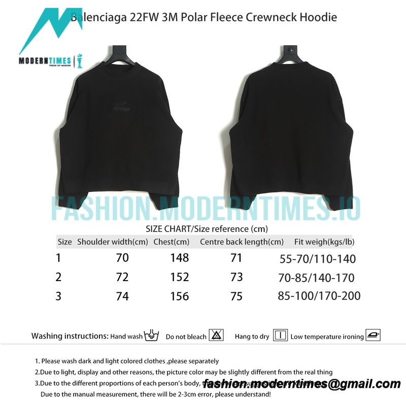 Balenciaga - 22FW 3M Polar Fleece Crewneck Hoodie
