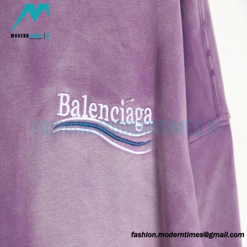 Balenciaga - 23ss Wash Water Tie-dye Fried Snow Cola Embroidery Cardigan Long-sleeved Hoodie