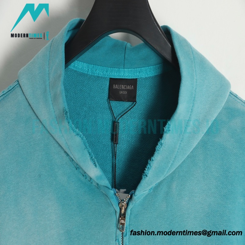 Balenciaga - 23ss Wash Water Tie-dye Fried Snow Cola Embroidery Cardigan Long-sleeved Hoodie