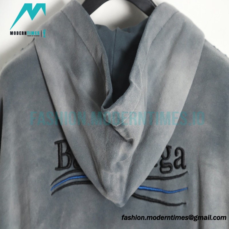 Balenciaga - 23ss Wash Water Tie-dye Fried Snow Cola Embroidery Cardigan Long-sleeved Hoodie