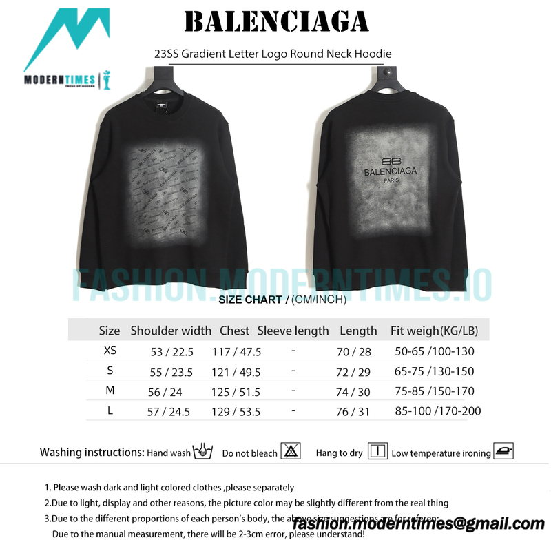 Balenciga - 23SS Gradient Letter Logo Round Neck Hoodie 