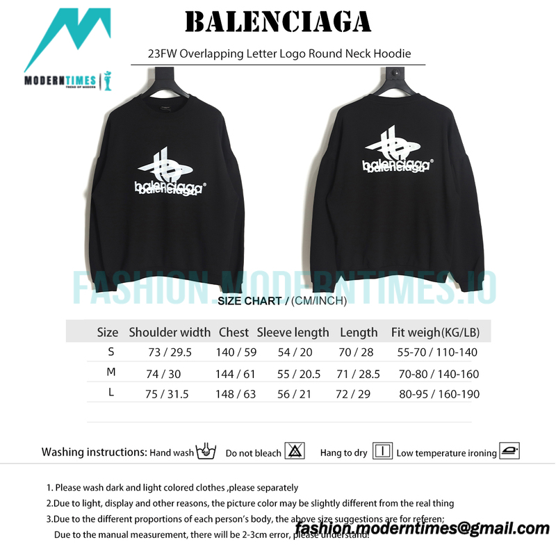 Balenciaga - 23FW Overlapping Letter Logo Round Neck Hoodie
