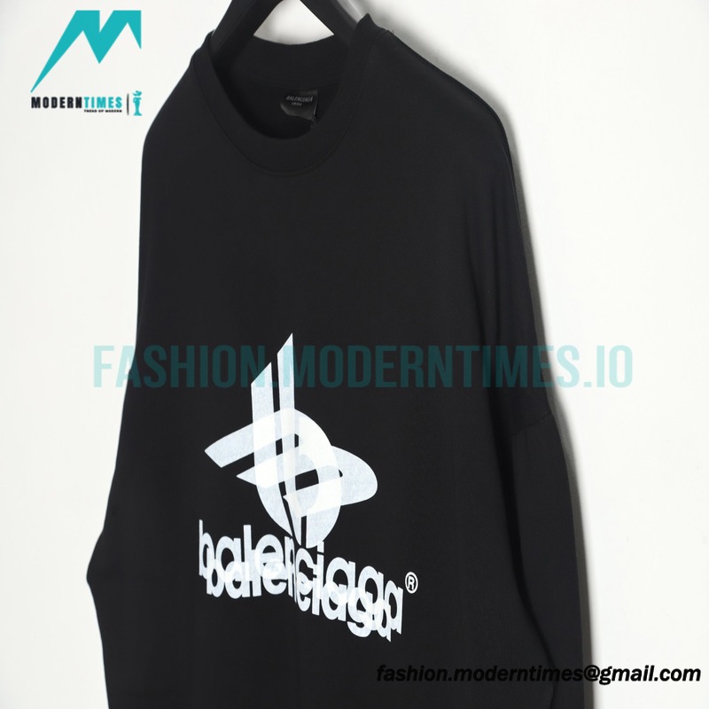 Balenciaga - 23FW Overlapping Letter Logo Round Neck Hoodie
