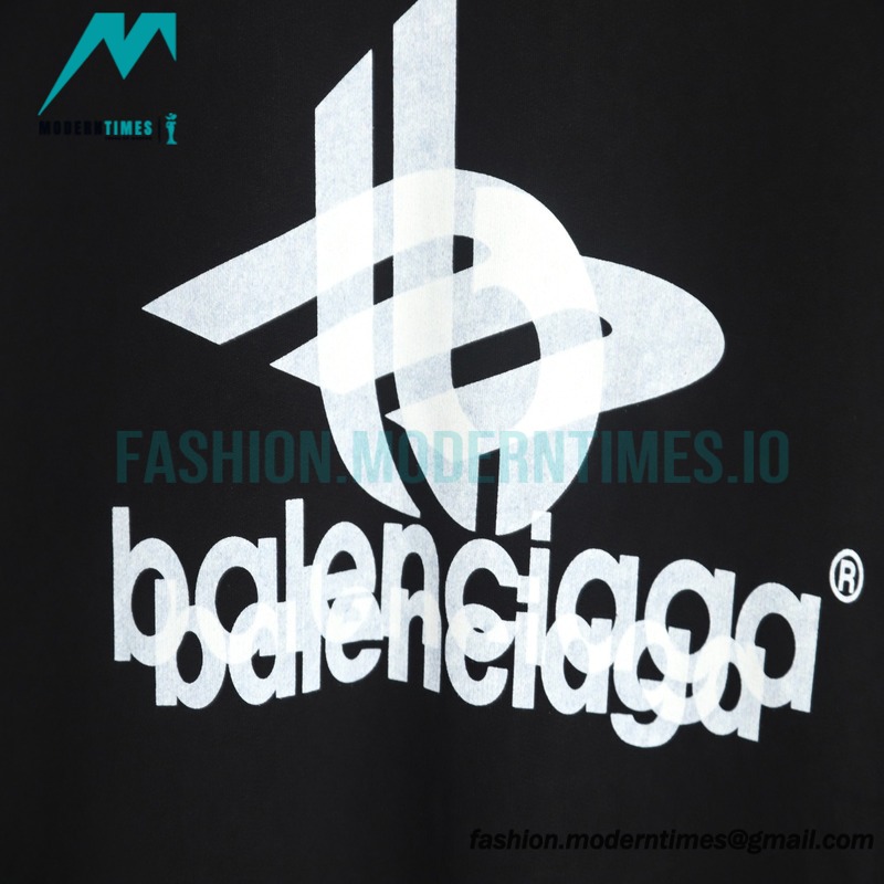 Balenciaga - 23FW Overlapping Letter Logo Round Neck Hoodie