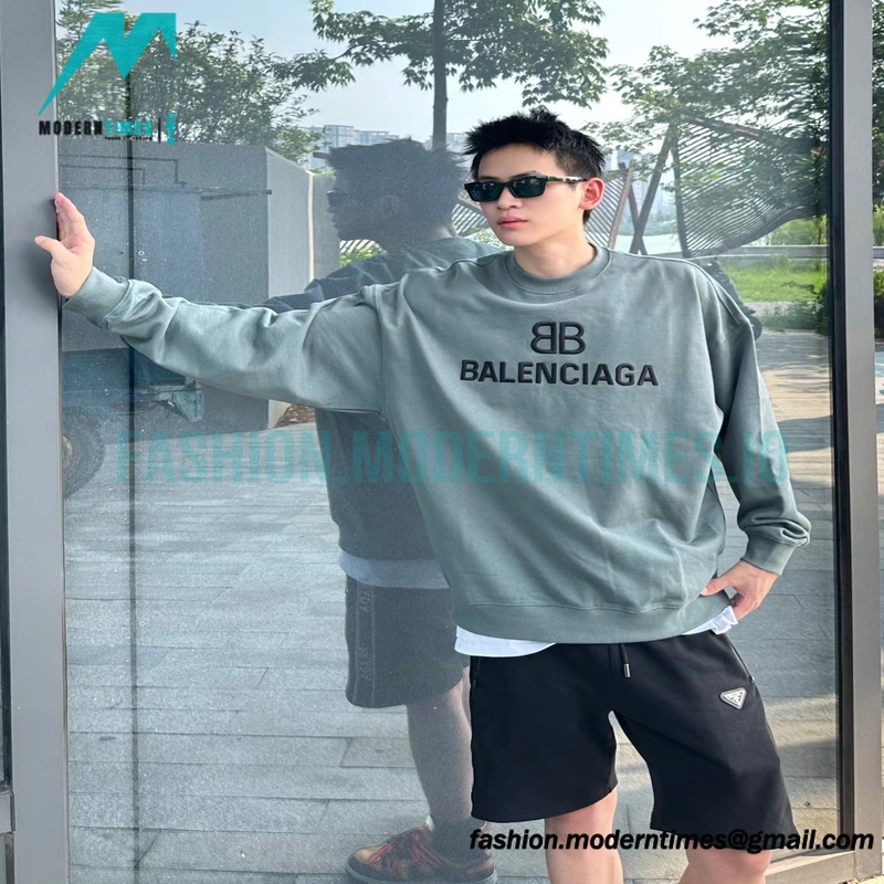 Balenciaga - 23Fw Double B Logo Three-dimensional Embroidered Round Neck Hoodie