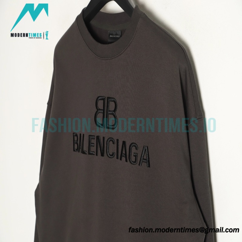 Balenciaga - 23Fw Double B Logo Three-dimensional Embroidered Round Neck Hoodie