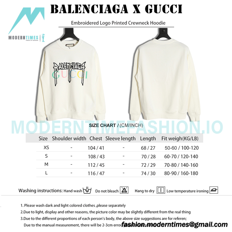 Balenciaga - Gucci Embroidered Logo Printed Crewneck Hoodie