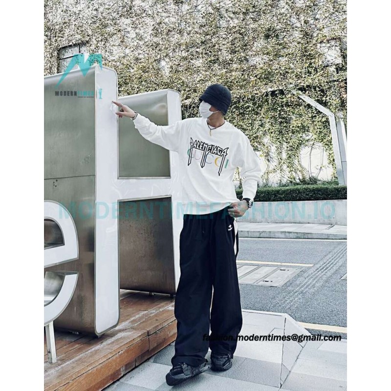 Balenciaga - Gucci Embroidered Logo Printed Crewneck Hoodie